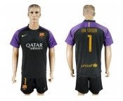 Barcelona #1 Ter Stegen Black Goalkeeper Soccer Club Jerseys
