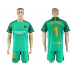 Barcelona #1 Ter Stegen Green Goalkeeper Soccer Club Jersey