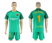 Barcelona #1 Ter Stegen Green Goalkeeper Soccer Club Jersey