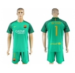 Barcelona #1 Ter Stegen Green Goalkeeper Soccer Club Jerseys
