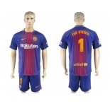 Barcelona #1 Ter Stegen Home Soccer Club Jersey