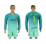 Barcelona #1 Ter Stegen Sec Away Long Sleeves Soccer Club Jersey