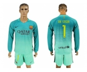 Barcelona #1 Ter Stegen Sec Away Long Sleeves Soccer Club Jersey
