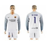 Barcelona #1 Ter Stegen White Goalkeeper Long Sleeves Soccer Club Jersey