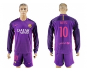 Barcelona #10 Messi Away Long Sleeves Soccer Club Jersey