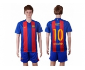 Barcelona #10 Messi Home With Blue Shorts Soccer Club Jersey