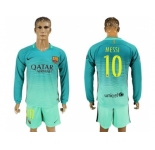 Barcelona #10 Messi Sec Away Long Sleeves Soccer Club Jersey