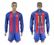 Barcelona #11 Neymar Jr Home Long Sleeves Soccer Club Jerseyss
