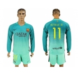 Barcelona #11 Neymar Jr Sec Away Long Sleeves Soccer Club Jersey