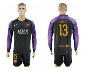 Barcelona #13 C.Bravo Black Goalkeeper Long Sleeves Soccer Club Jersey