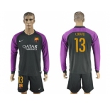 Barcelona #13 C.Bravo Black Goalkeeper Long Sleeves Soccer Club Jerseys