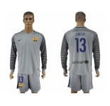 Barcelona #13 C.Bravo Grey Goalkeeper Long Sleeves Soccer Club Jersey