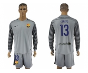 Barcelona #13 C.Bravo Grey Goalkeeper Long Sleeves Soccer Club Jerseys