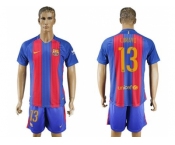 Barcelona #13 C.Bravo Home With Blue Shorts Soccer Club Jersey