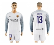 Barcelona #13 C.Bravo White Goalkeeper Long Sleeves Soccer Club Jersey