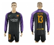 Barcelona #13 Cillesse Black Goalkeeper Long Sleeves Soccer Club Jersey