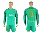 Barcelona #13 Cillesse Green Goalkeeper Long Sleeves Soccer Club Jersey