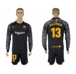 Barcelona #13 Cillessen Black Goalkeeper Long Sleeves Soccer Club Jersey