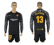 Barcelona #13 Cillessen Black Goalkeeper Long Sleeves Soccer Club Jersey