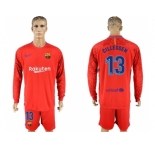 Barcelona #13 Cillessen Red Goalkeeper Long Sleeves Soccer Club Jersey