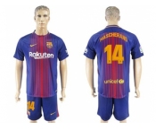 Barcelona #14 Mascherano Home Soccer Club Jersey