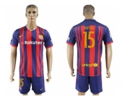 Barcelona #15 Bartra Home Soccer Club Jerseys