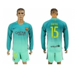 Barcelona #15 Bartra Sec Away Long Sleeves Soccer Club Jersey
