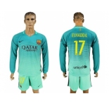 Barcelona #17 Elhadda Sec Away Long Sleeves Soccer Club Jersey