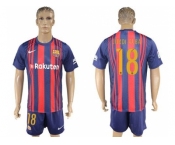 Barcelona #18 Jordi Alba Home Soccer Club Jerse