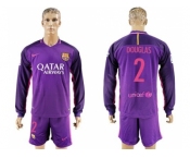 Barcelona #2 Douglas Away Long Sleeves Soccer Club Jersey