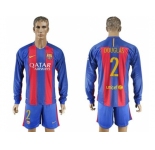 Barcelona #2 Douglas Home Long Sleeves Soccer Club Jersey
