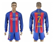 Barcelona #2 Douglas Home Long Sleeves Soccer Club Jersey