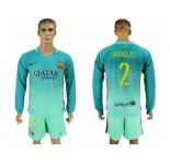 Barcelona #2 Douglas Sec Away Long Sleeves Soccer Club Jersey