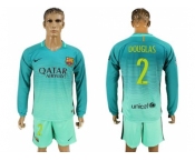 Barcelona #2 Douglas Sec Away Long Sleeves Soccer Club Jersey