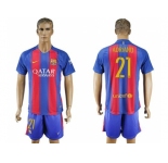 Barcelona #21 Adriano Home With Blue Shorts Soccer Club Jersey