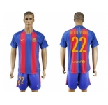 Barcelona #22 Aleix Vidal Home With Blue Shorts Soccer Club Jersey