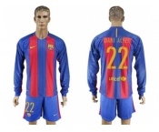 Barcelona #22 Dani Alves Home Long Sleeves Soccer Club Jerseys