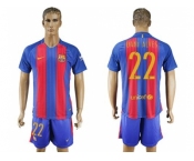 Barcelona #22 Dani Alves Home With Blue Shorts Soccer Club Jerseys