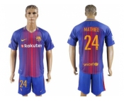 Barcelona #24 Mathieu Home Soccer Club Jersey