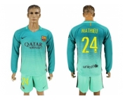 Barcelona #24 Mathieu Sec Away Long Sleeves Soccer Club Jersey