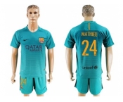 Barcelona #24 Mathieu Sec Away Soccer Club Jerseys