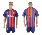 Barcelona #3 Pique Home Soccer Club Jers