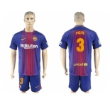 Barcelona #3 Pique Home Soccer Club Jersey