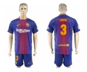Barcelona #3 Pique Home Soccer Club Jersey