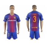 Barcelona #3 Pique Home Soccer Club Jerseys.