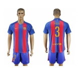 Barcelona #3 Pique Home With Blue Shorts Soccer Club Jerseys