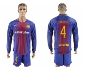 Barcelona #4 I.Rakitic Home Long Sleeves Soccer Club Jersey