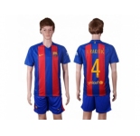 Barcelona #4 I.Rakitic Home With Blue Shorts Soccer Club Jersey