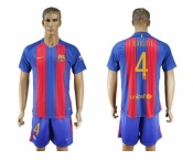 Barcelona #4 I.Rakitic Home With Blue Shorts Soccer Club Jerseys