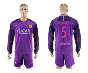 Barcelona #5 Busquets Away Long Sleeves Soccer Club Jersey